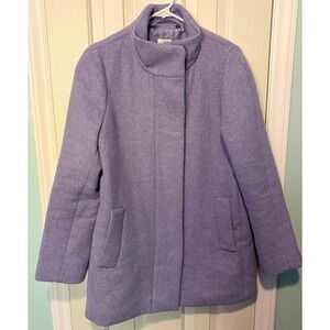 J.Crew City Coat Wool Blend Women Size 10 Purple Lavender Winter Full Zip
